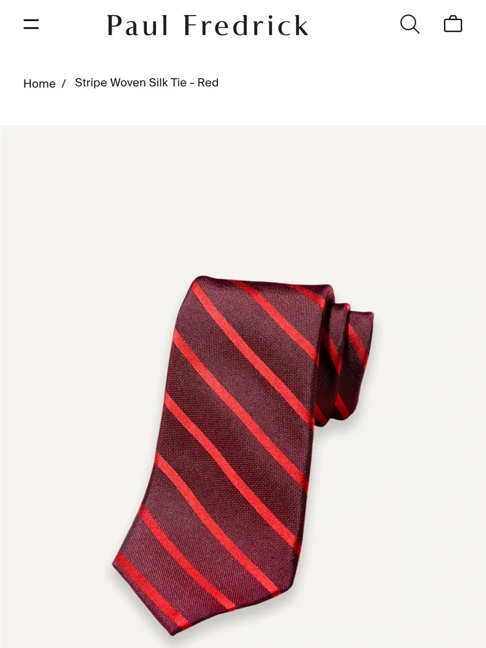 #3084*”63”Paul Fredrick Burgundy Tie with Red Diagonal Stripes